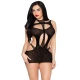 Set Provocator Leg Avenue 81680: Rochie Mini Opacă & Teddy Halter - Negru, Mărime Unică