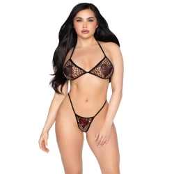Leg Avenue: Set Seducător cu Plase și Inimi Scânteietoare
