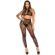 Set Leg Avenue: Crop Top & Colanți Decupați Negri, Efect Leopard