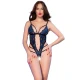Body dantelat cu imprimeu floral albastru, S/M