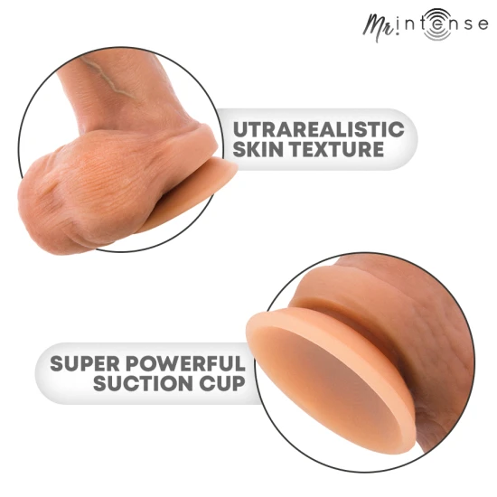 Dildo cu ventuză din silicon lichid, culoare - (Bruce S), cu testicule, 17,8 cm Ø 4 cm