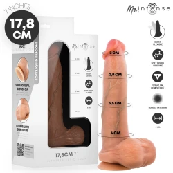 Dildo cu ventuză din silicon lichid, culoare - (Bruce S), cu testicule, 17,8 cm Ø 4 cm