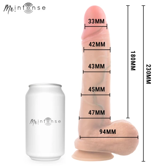 Jucărie sexuală tip penis din silicon lichid, Gri, L (23 cm, Ø 4.7 cm)