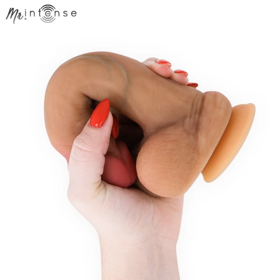 Dildo realist cu testicule din silicon, 20,5 cm, 4 cm