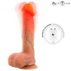 Vibrator dildo din silicon cu efect de încălzire și telecomandă, Logan, 20 cm, Ø 4,1 cm