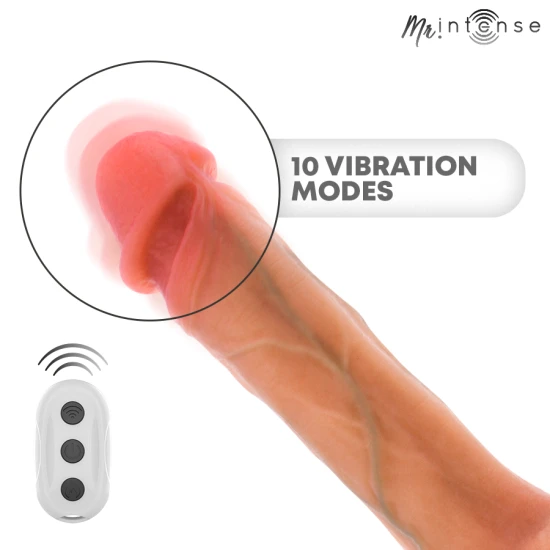 Dildo vibrator Bradley din silicon, cu încălzire, telecomandă, 21 cm