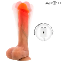 Dildo vibrator Bradley din silicon, cu încălzire, telecomandă, 21 cm