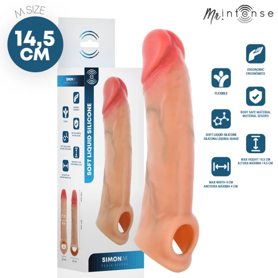 Mâneșon penis din silicon lichid, MR Intense Simon M, 14,5 cm Ø 4 cm