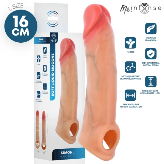 Acoperire penis din silicon lichid, MR INTENSE Simon L, 16 cm, Ø 4,5 cm