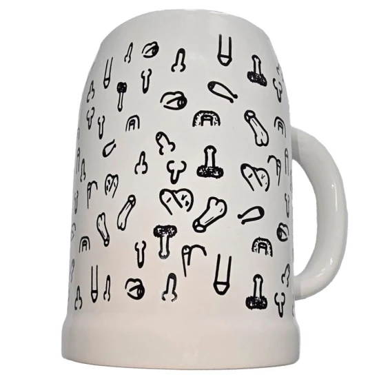 Cană erotică ceramică 700 ml, albă, multicoloră