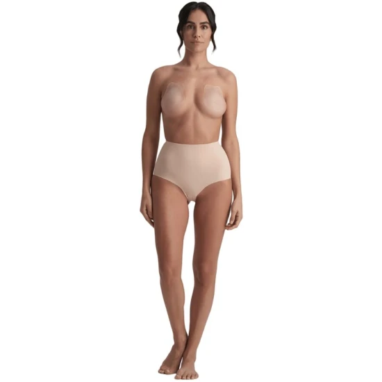 BYE-BRA - Cupe din silicon pentru sutien tip iepuraș, Beige, M