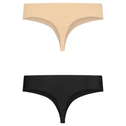 Chilot tanga invizibil 2 bucăți din poliamidă, bej și negru, XL