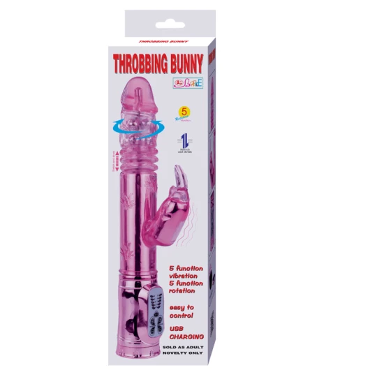Vibrator Bunny Roz din Silicon, Reîncărcabil USB
