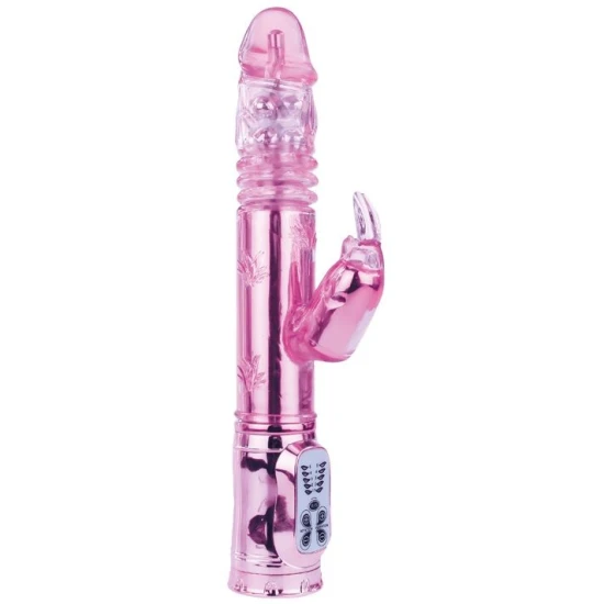 Vibrator Bunny Roz din Silicon, Reîncărcabil USB