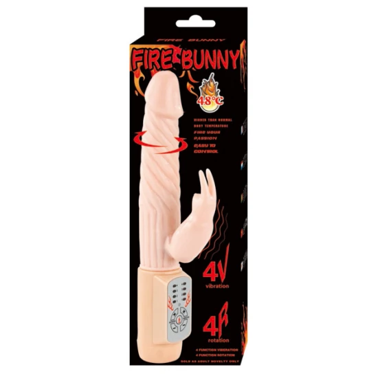 Vibrator Fire Bunny rotativ cu sistem termic, roșu