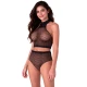 PASSION - Set Tip Bodystocking din plasă cu strasuri, Negru