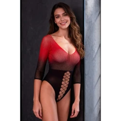 PASSION - Model: body tip plasă, Negru și Roșu