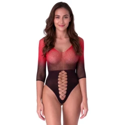 PASSION - Model: body tip plasă, Negru și Roșu