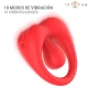 Inel vibrator pentru penis cu stimulare clitoridiană, roșu