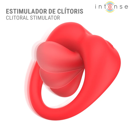 Inel vibrator pentru penis cu stimulare clitoridiană, roșu