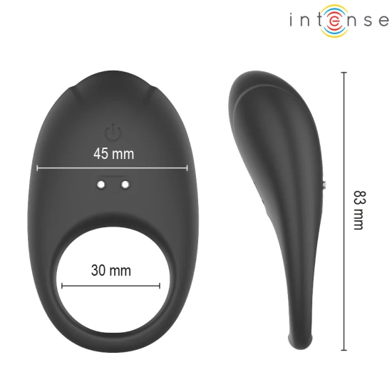 Inel penis vibrator cu stimulare clitoridiană, negru