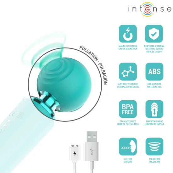 Stimulator multifuncțional cu sucțiune și vibrații din silicon, turcoaz
