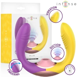 Stimulator 3-în-1 cu aspirație și vibrații din silicon, negru
