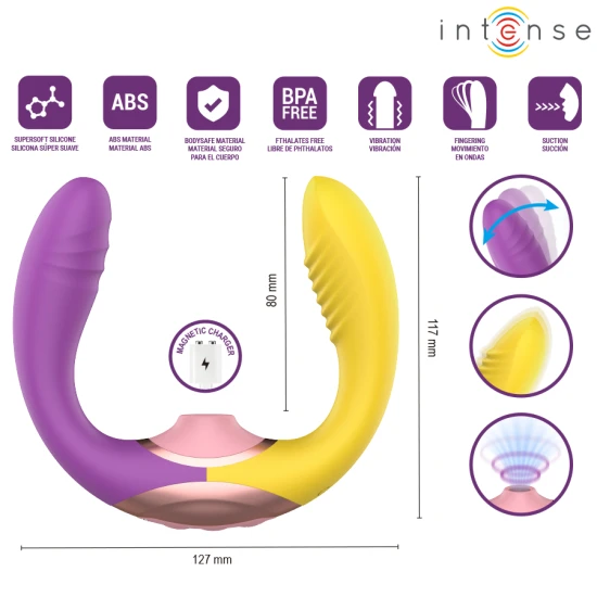 Stimulator 3-în-1 cu aspirație și vibrații din silicon, negru