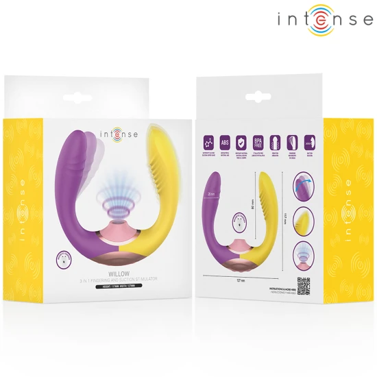 Stimulator 3-în-1 cu aspirație și vibrații din silicon, negru
