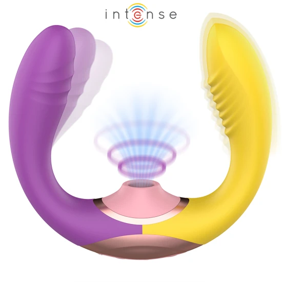 Stimulator 3-în-1 cu aspirație și vibrații din silicon, negru