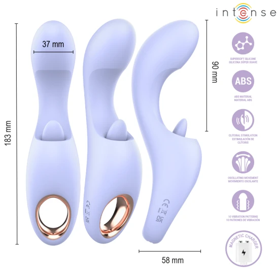 Stimulator multifuncțional vibrații și mișcare din silicon, mov