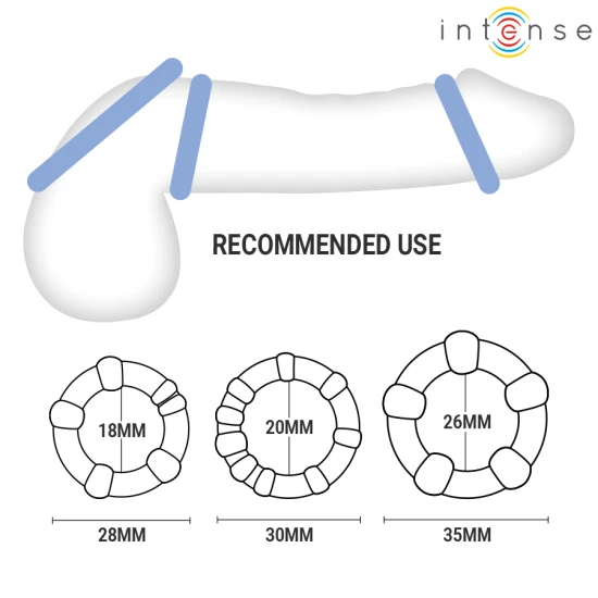 Set 3 inele penis din silicon medical și ABS, negru