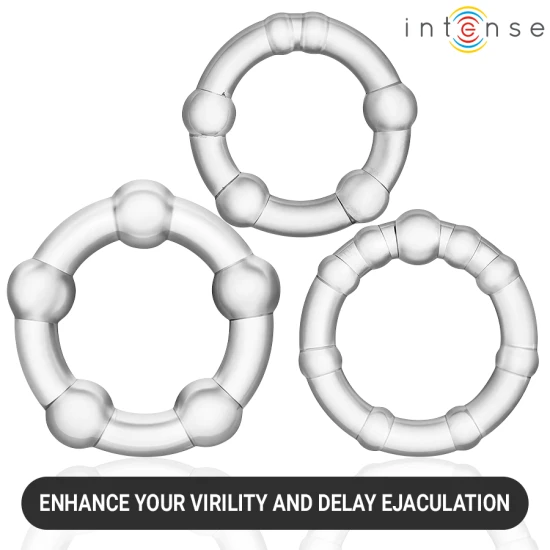 Set 3 inele penis din silicon medical și ABS, negru