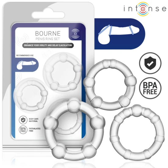 Set 3 inele penis din silicon medical și ABS, negru