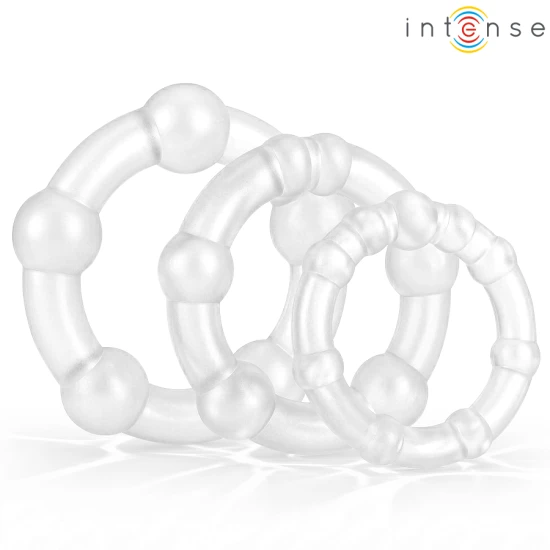 Set 3 inele penis din silicon medical și ABS, negru
