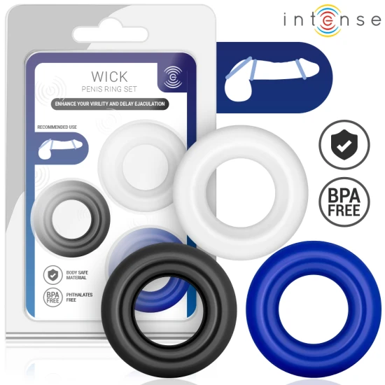 Set 3 inele pentru penis din silicon medical și ABS, diverse culori