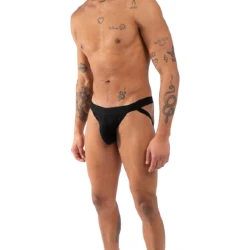 Jockstrap dublu negru din materiale elastice, M