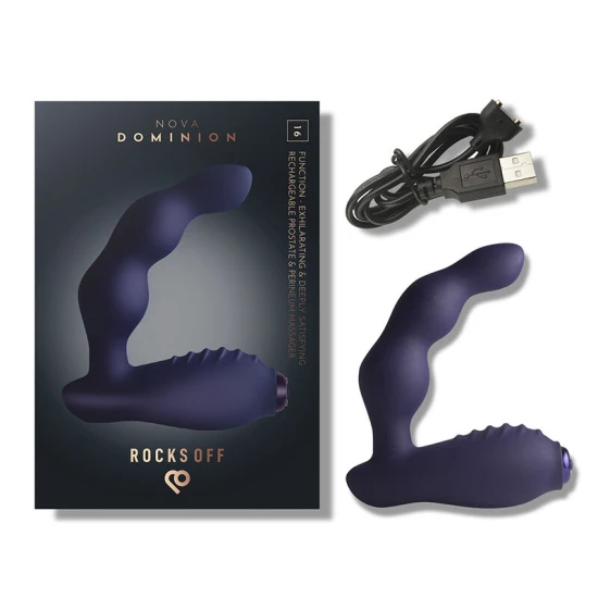 Vibrator prostatic și perineal Dominion din silicon, albastru