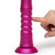 Vibrator thrusting din silicon, roz cosmic, cu ventuză