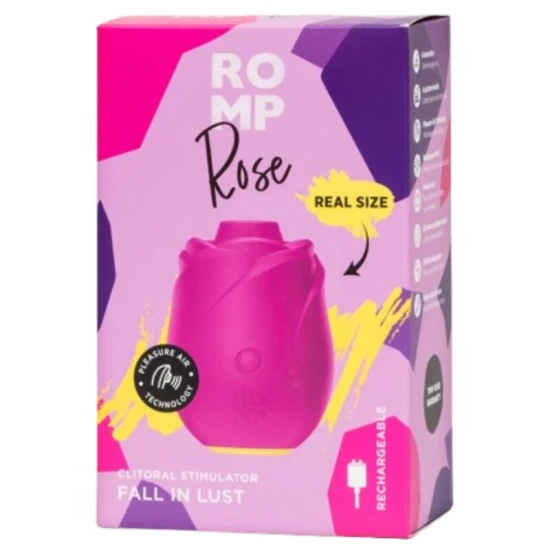 Stimulator clitoridian cu aspirație ROMP Rose din silicon, roz