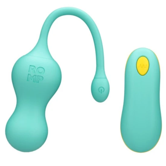 Vibrator G-spot ROMP Cello din silicon, turcoaz, telecomandă
