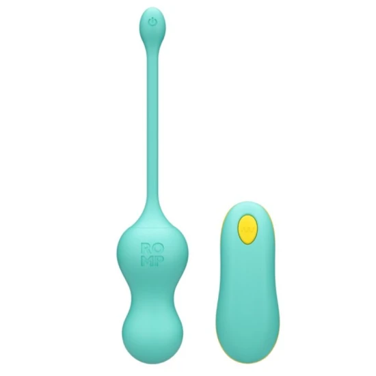 Vibrator G-spot ROMP Cello din silicon, turcoaz, telecomandă