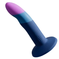 Dildo din silicon cu ventuză tricoloră, 14 cm