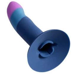 Dildo din silicon cu ventuză tricoloră, 14 cm