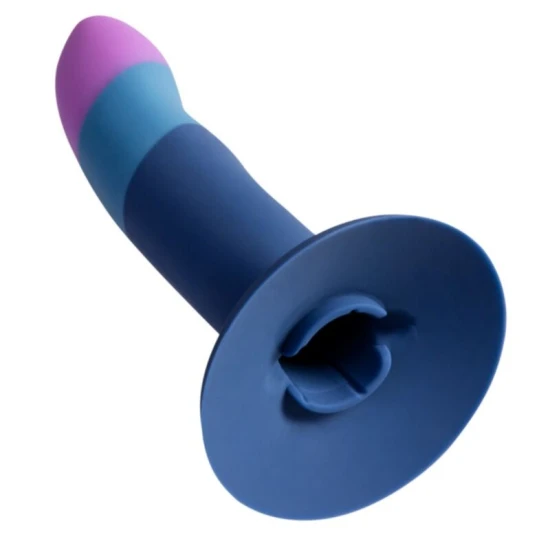 Harness cu dildo siliconic tricolor 14 cm