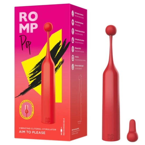 Stimulator clitoridian ROMP Pop din silicon, roșu