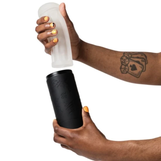 Masturbator masculin cu control al sucțiunii, 20 cm, negru