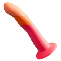 Dildo din silicon cu ventuză, tricolor, 18 cm