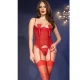 Set corset roșu din dantelă, XL