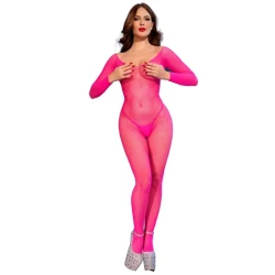Bodystocking din plasă, roz neon, S/M